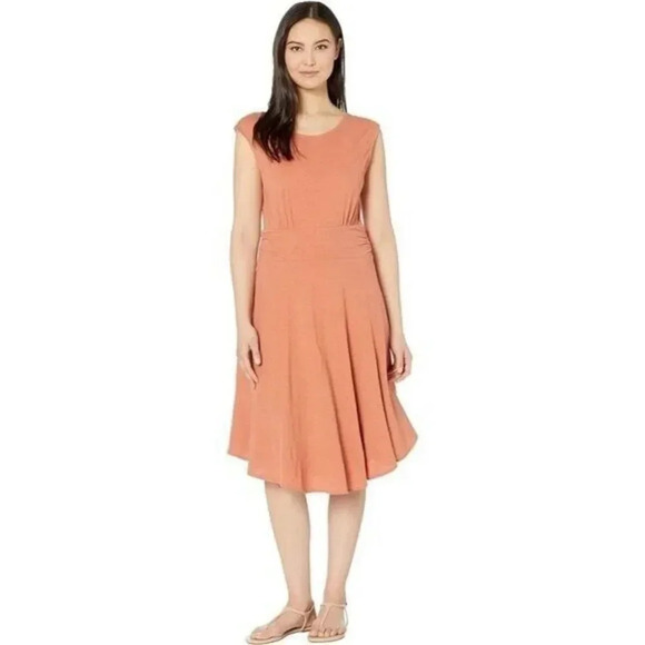 Prana Jola Orange Jersey Stretch Midi Dress M - Picture 1 of 5